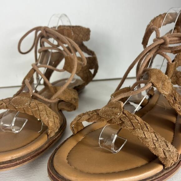 Arturo Chiang Sandals Womens 10M Brown Braided Suede Gladiator Cassie Lace-Up - Picture 5 of 10
